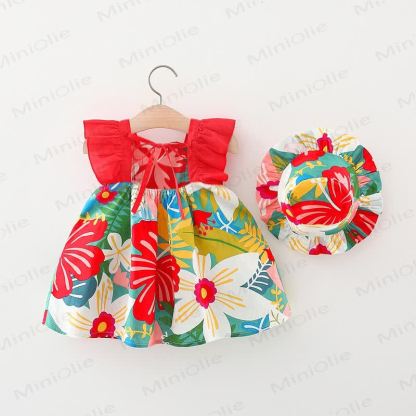 Vestito con fiocco a fiori per neonati e bambini - image 2