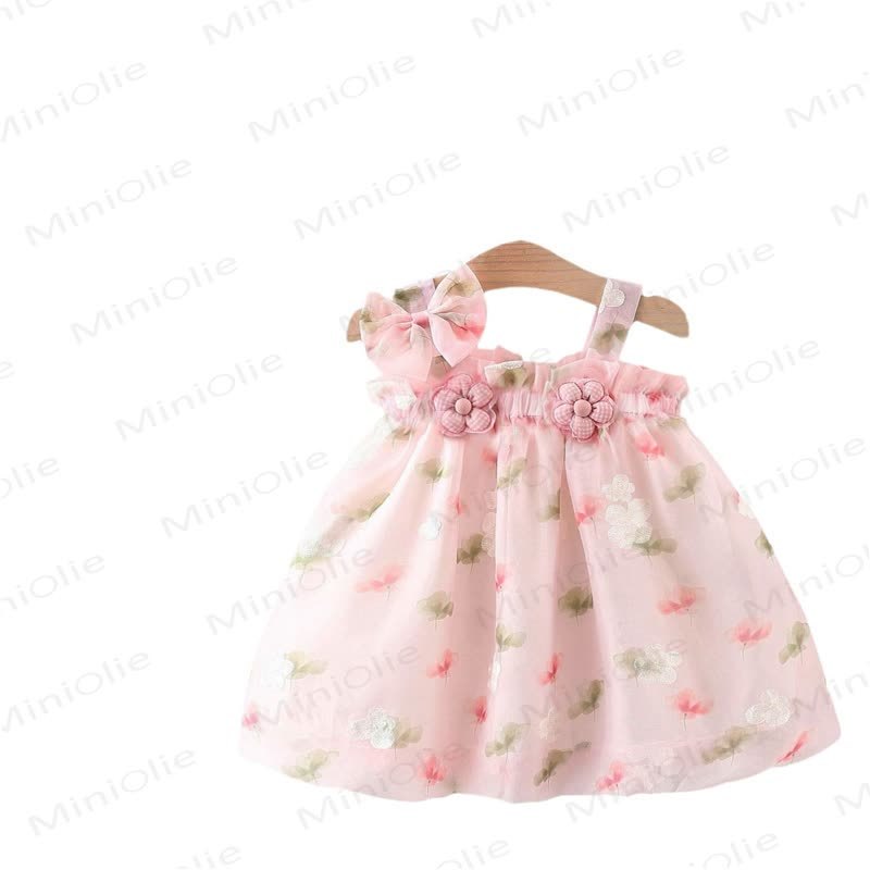 Abito sottoveste con fiocco e fiori per bambina - image 4