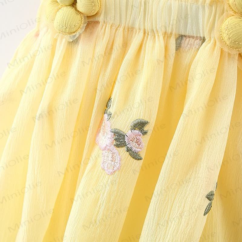 Abito sottoveste con fiocco e fiori per bambina - image 8