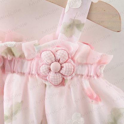 Abito sottoveste con fiocco e fiori per bambina - image 13