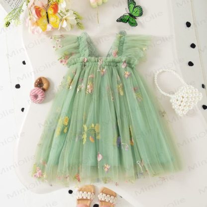 Vestito a rete con fiori/ciliegie per bambina - image 3