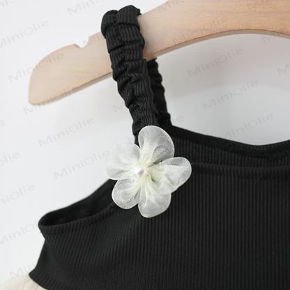 Abito sottoveste a rete con fiori per bambina - image 4