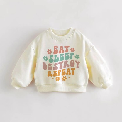 Felpa per neonati e bambini piccoli EAT SLEEP DESTROY REPEAT - Crema - 3-5T - image 1