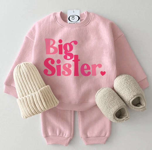 BIG SISTER Felpa rosa baby in due pezzi - Rosa - 2-3T - image 1