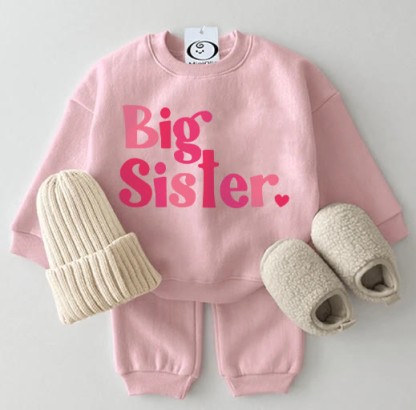 BIG SISTER Felpa rosa baby in due pezzi - Rosa - 2-3T - image 1