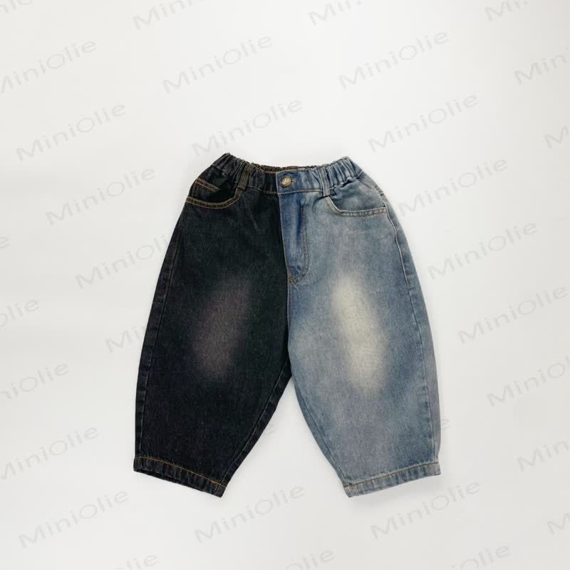 Pantaloni in denim color block per neonati e bambini - image 2