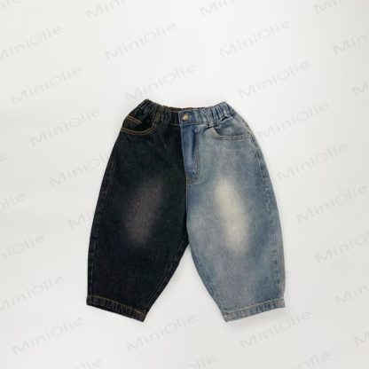 Pantaloni in denim color block per neonati e bambini - image 2