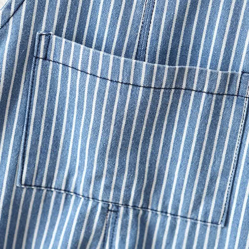 Salopette di jeans a righe bianche e blu per neonati - image 8