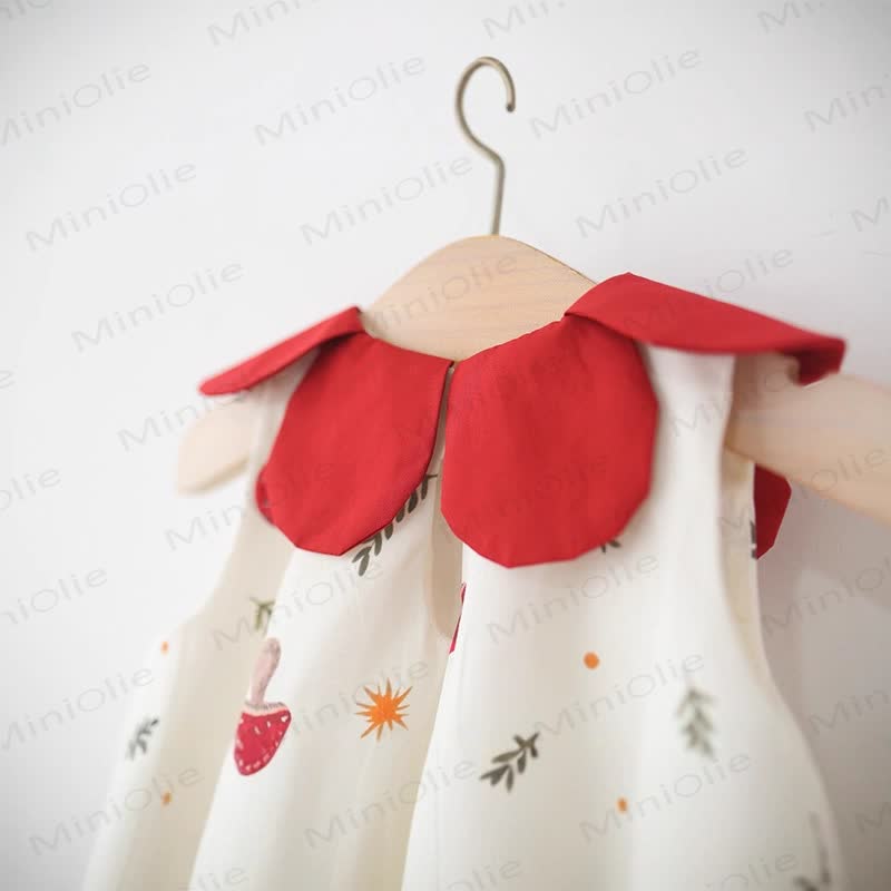 Vestito beige con colletto a petalo e fungo per bambina - image 7
