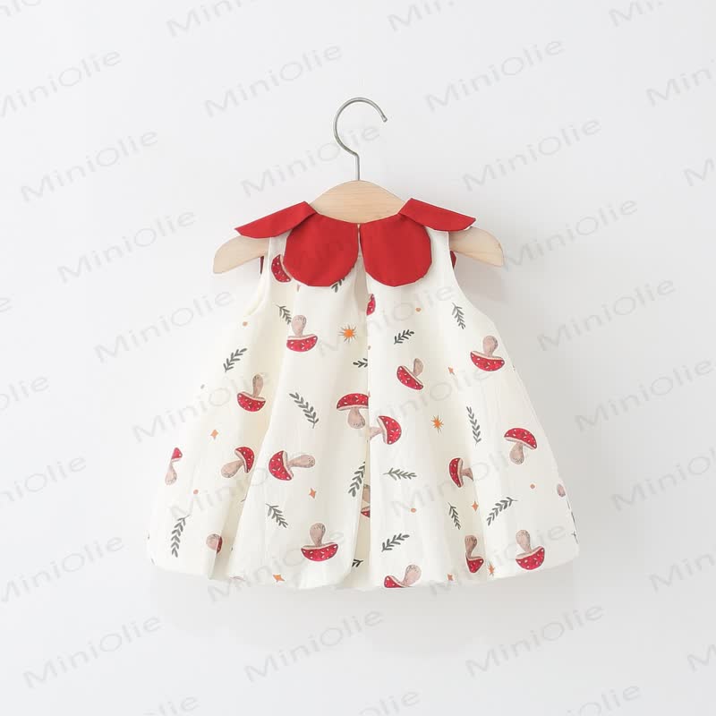 Vestito beige con colletto a petalo e fungo per bambina - image 2
