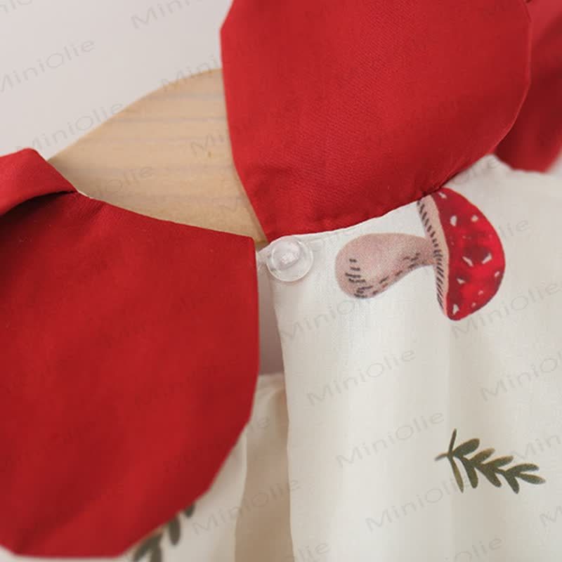 Vestito beige con colletto a petalo e fungo per bambina - image 8