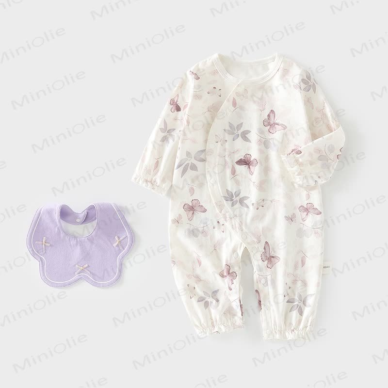 Tutina da bambina con farfalle e bavaglino - Viola - 18-24 mesi - image 1