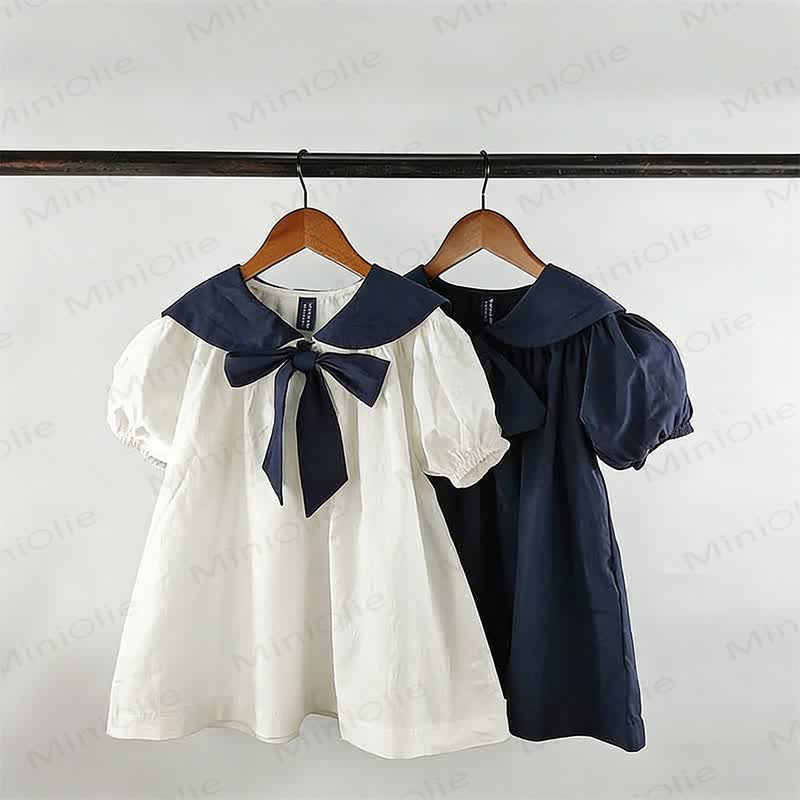 Vestito con colletto e fiocchi per bambina - image 1