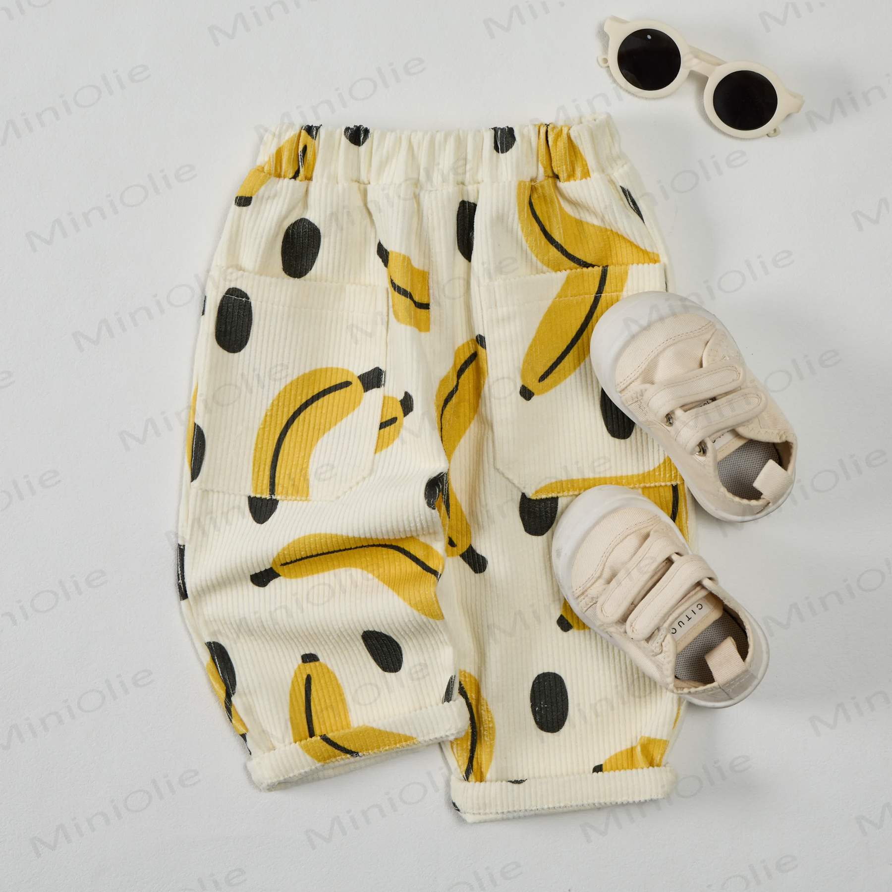 Pantaloni in velluto a coste a pois per neonati e bambini piccoli - image 2