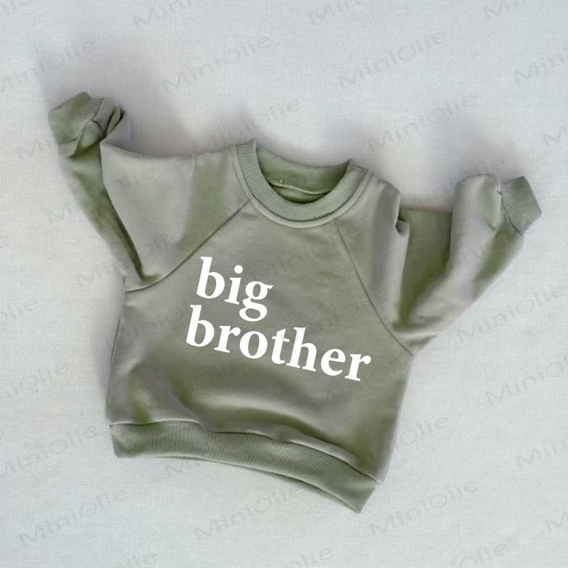 Felpa grigio-verde per neonati e bambini piccoli con la scritta "BIG BROTHER" - Grigio Verde - 3-5T - image 1