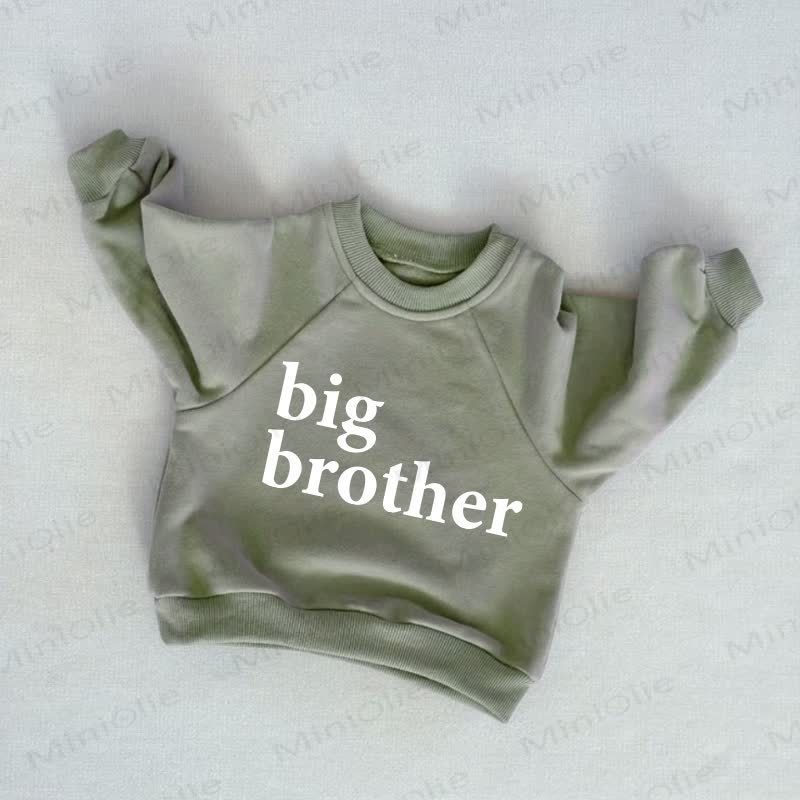 Felpa grigio-verde per neonati e bambini piccoli con la scritta "BIG BROTHER" - Grigio Verde - 3-5T - image 1