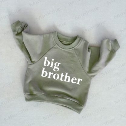 Felpa grigio-verde per neonati e bambini piccoli con la scritta "BIG BROTHER" - Grigio Verde - 3-5T - image 1
