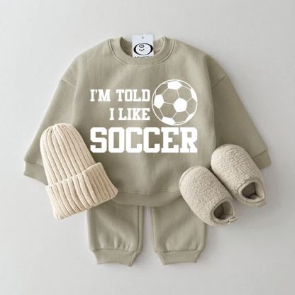 MI HANNO DETTO CHE MI PIACE IL CALCIO Tuta da bambino in 2 pezzi - Grigio Verde - 2-3T - image 2