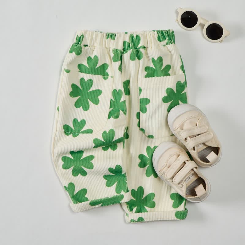 Pantaloni beige a quadrifoglio per neonati e bambini - image 3