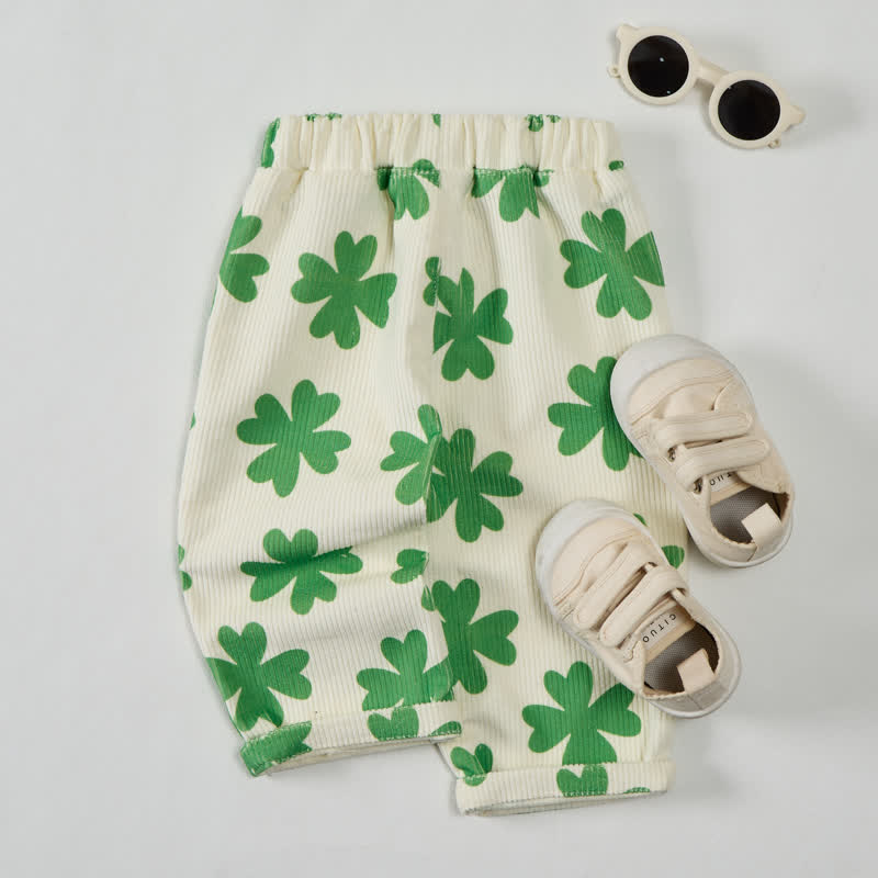 Pantaloni beige a quadrifoglio per neonati e bambini - image 2