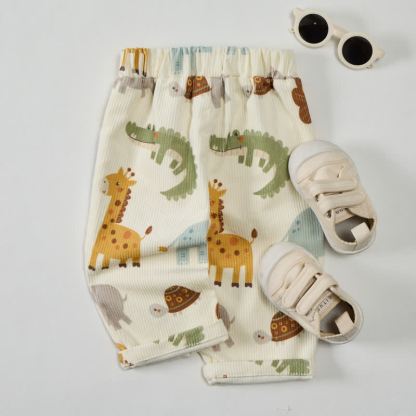 Pantaloni beige Zoo Cord per neonati e bambini - image 3