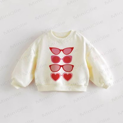 Felpa beige con stampa di occhiali da sole per neonati e bambini - Crema - 3-5T - image 1