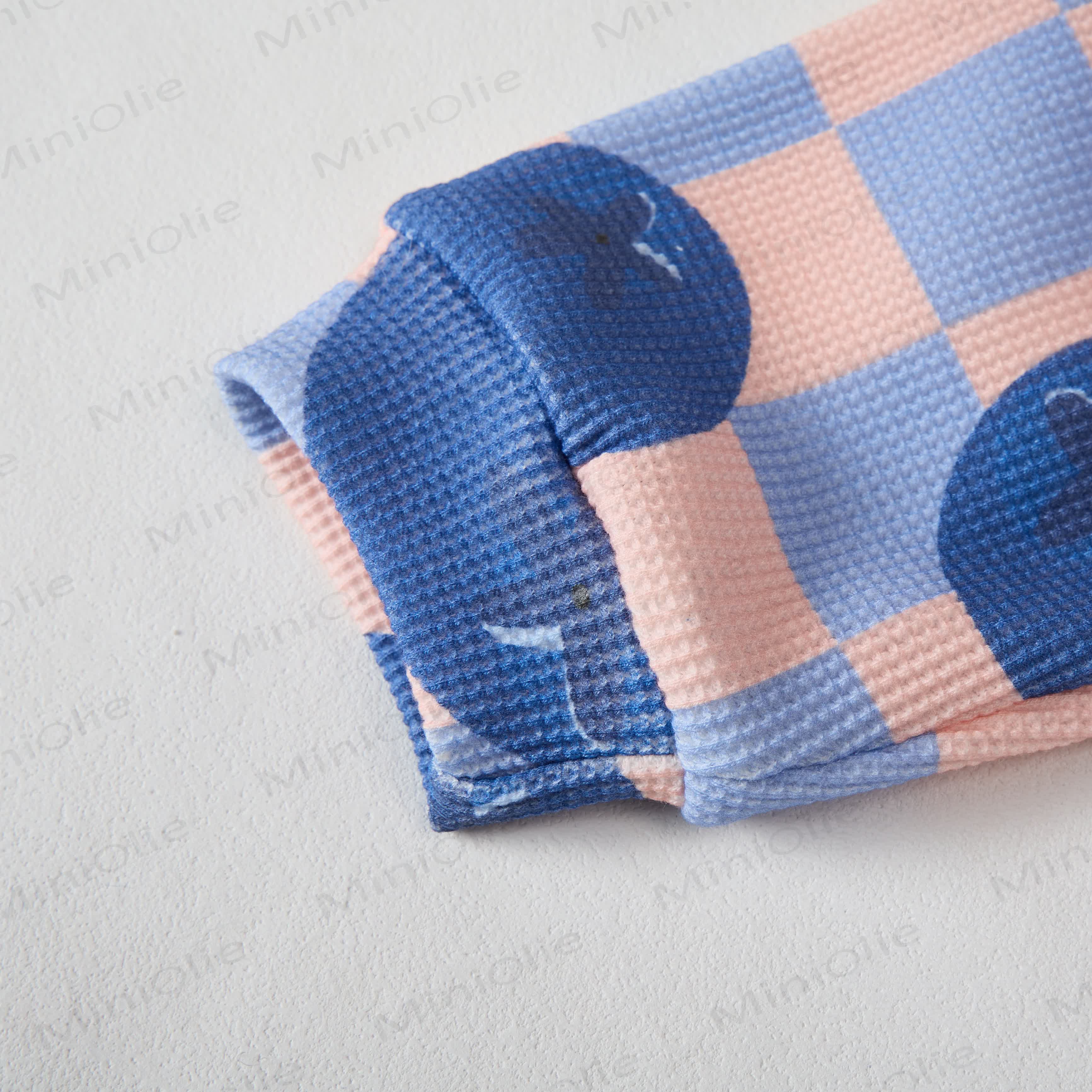 Felpa a scacchiera blu mirtillo per bambini, set da 2 pezzi - image 3