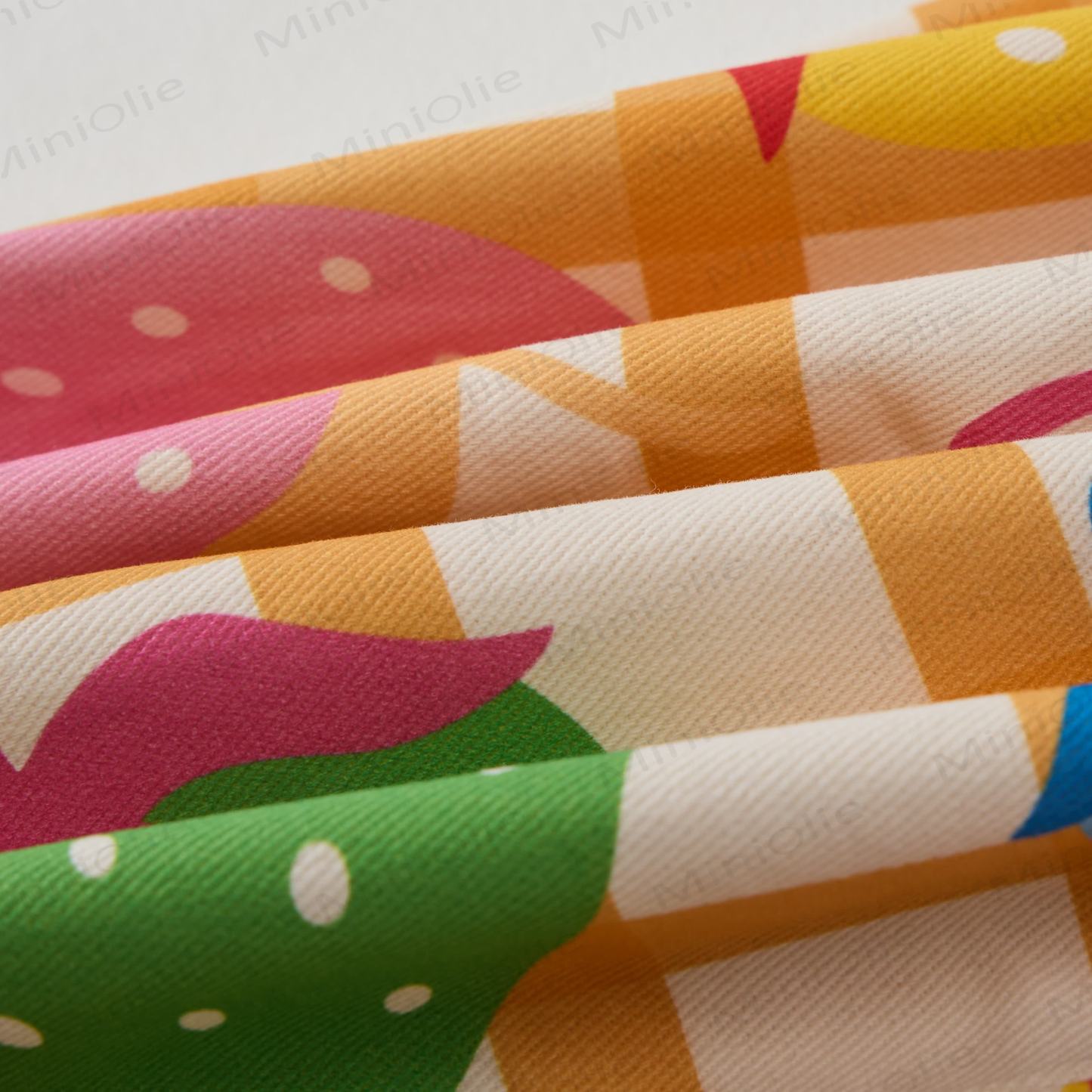 Salopette a quadri colorata con fragole per neonati e bambini - image 6