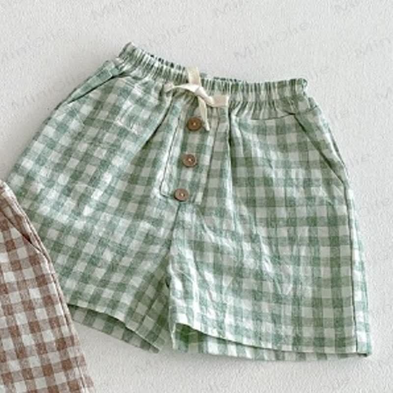 Pantaloncini con coulisse a quadri per neonati e bambini - image 3
