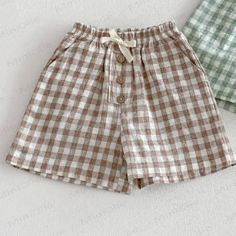 Pantaloncini con coulisse a quadri per neonati e bambini - image 4