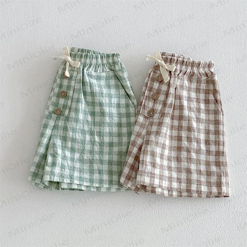 Pantaloncini con coulisse a quadri per neonati e bambini - image 6