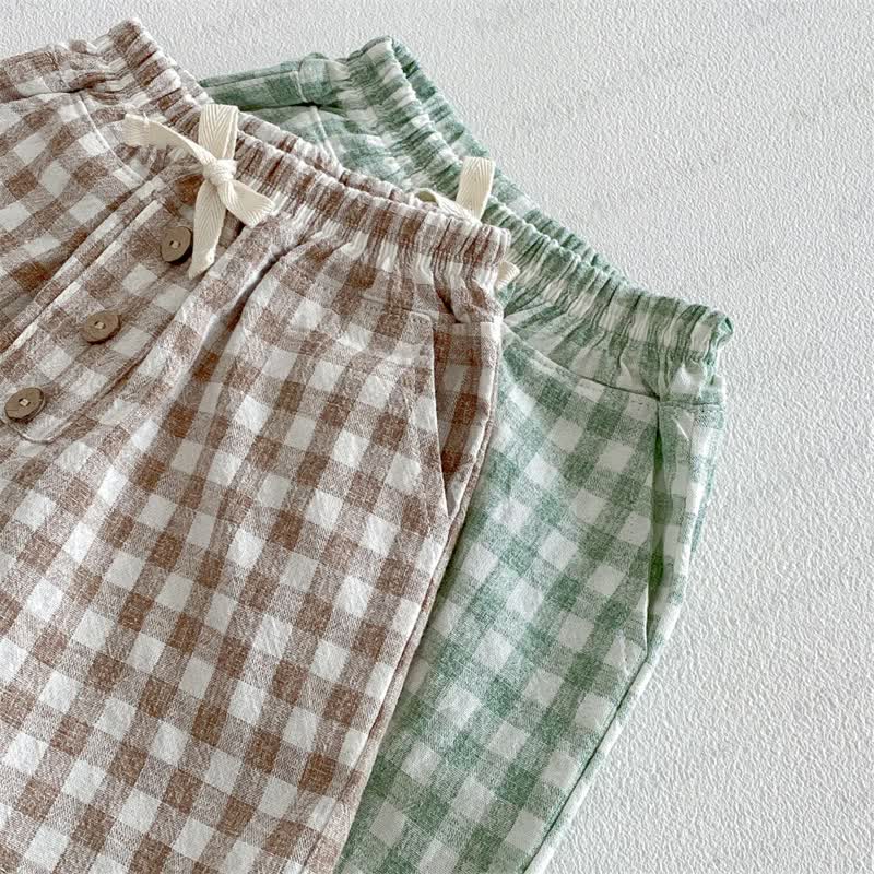 Pantaloncini con coulisse a quadri per neonati e bambini - image 5