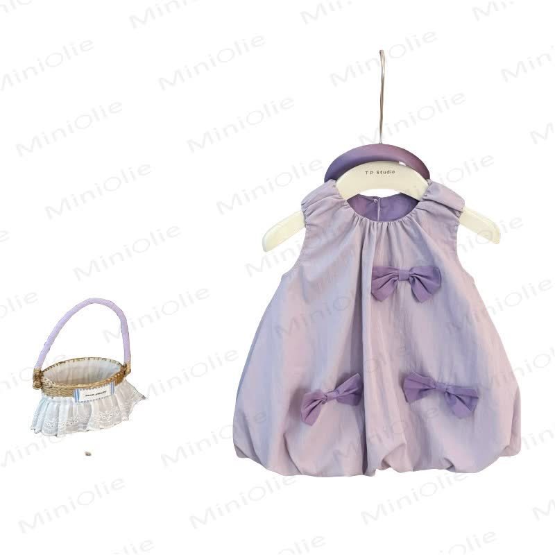 Vestito con bocciolo di fiore viola per bambini e cappello - image 6