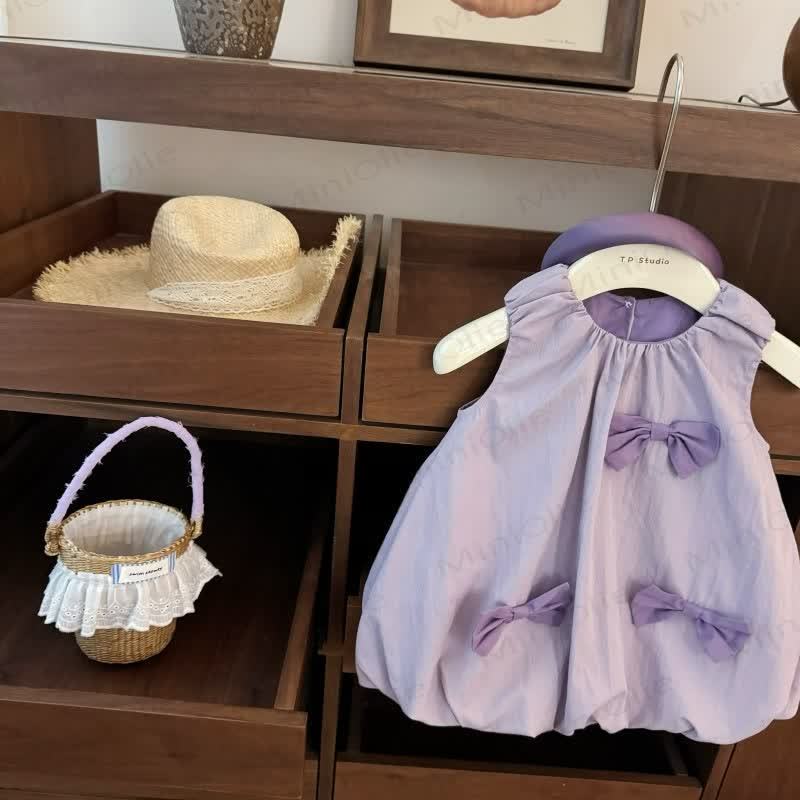 Vestito con bocciolo di fiore viola per bambini e cappello - image 2