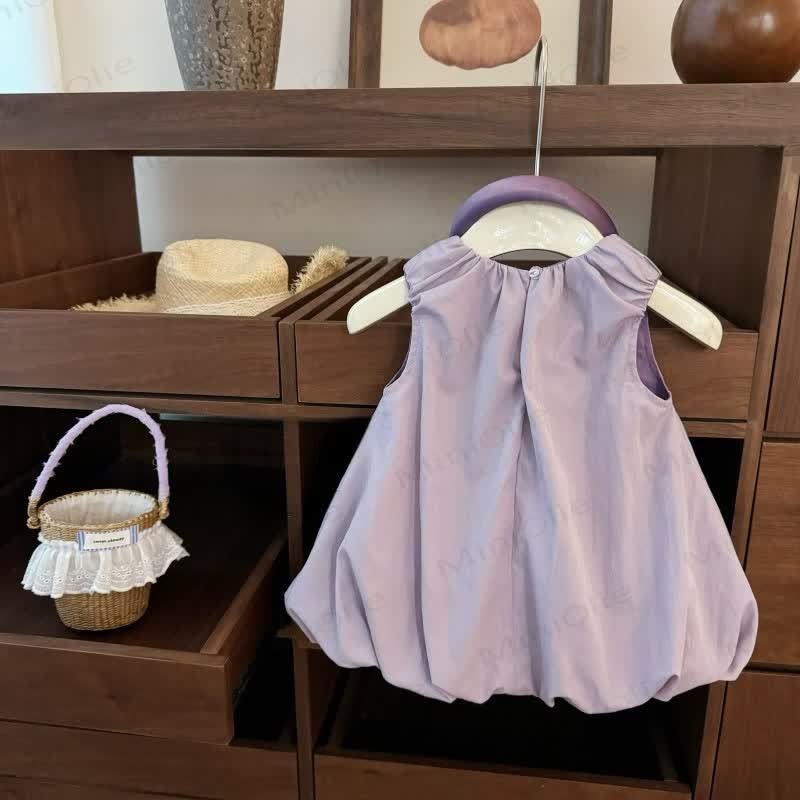 Vestito con bocciolo di fiore viola per bambini e cappello - image 5