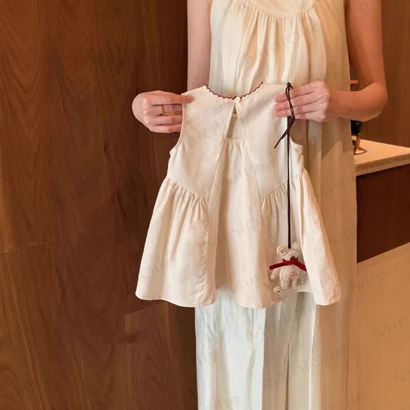 Vestito senza maniche con fiocco in stile cartone animato per neonati e bambini - image 2