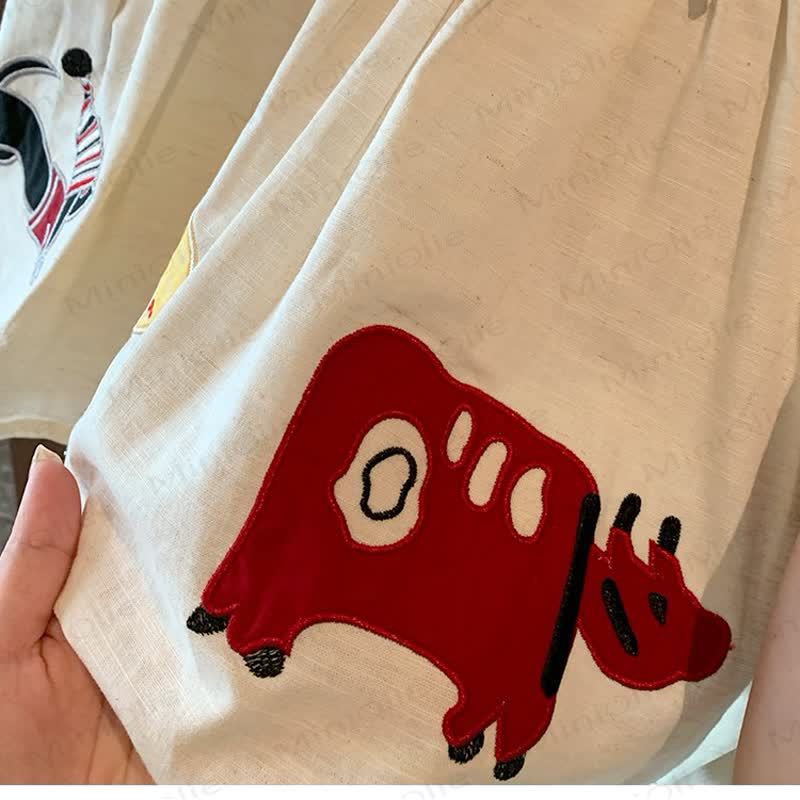 Vestito senza maniche con fiocco in stile cartone animato per neonati e bambini - image 5