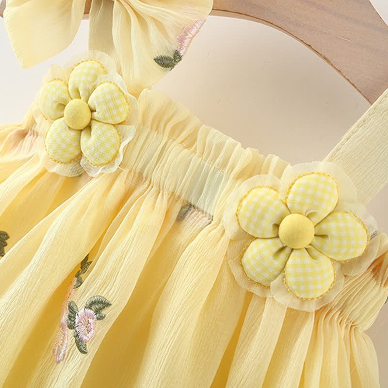 Vestito con fiocco e fiori per bambina - image 4