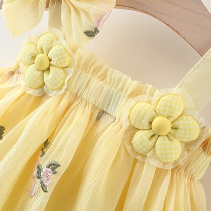 Vestito con fiocco e fiori per bambina - image 4