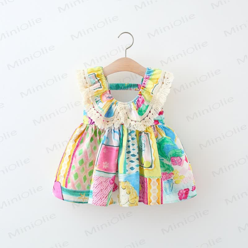 Vestito in pizzo con fiori colorati per bambini - Colorato - 5-7T - image 1