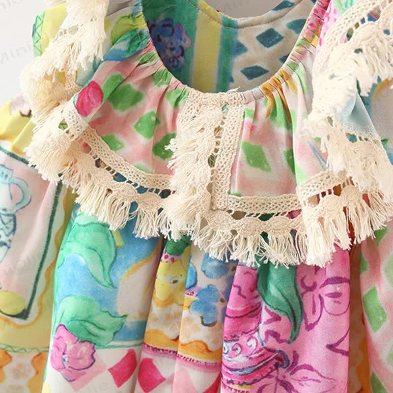 Vestito in pizzo con fiori colorati per bambini - image 4