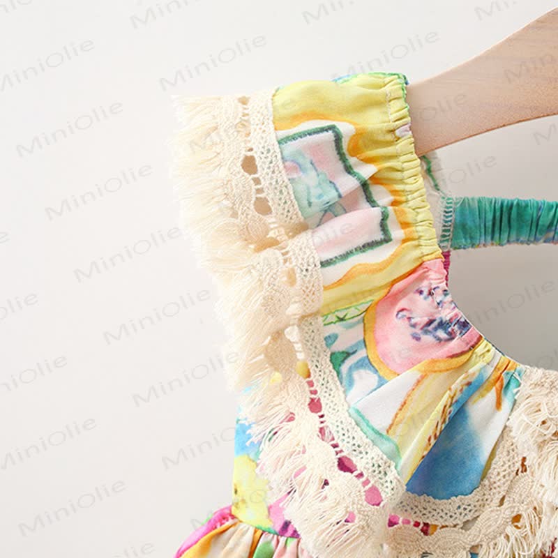 Vestito in pizzo con fiori colorati per bambini - image 3
