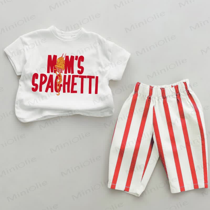 MOM'S SPAGHETTI Baby Set 2 pezzi a righe verticali rosse - Bianco e rosso - 2-3T - image 1