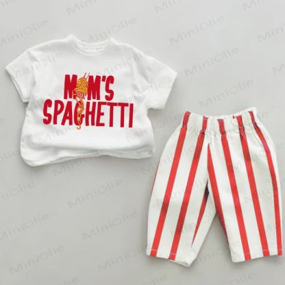 MOM'S SPAGHETTI Baby Set 2 pezzi a righe verticali rosse - Bianco e rosso - 2-3T - image 1