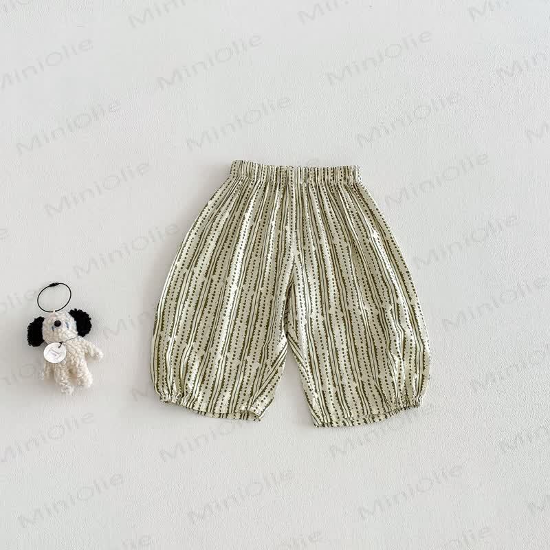 Pantaloni casual a pois per neonati e bambini - Striscia verde - 4-5T - image 3
