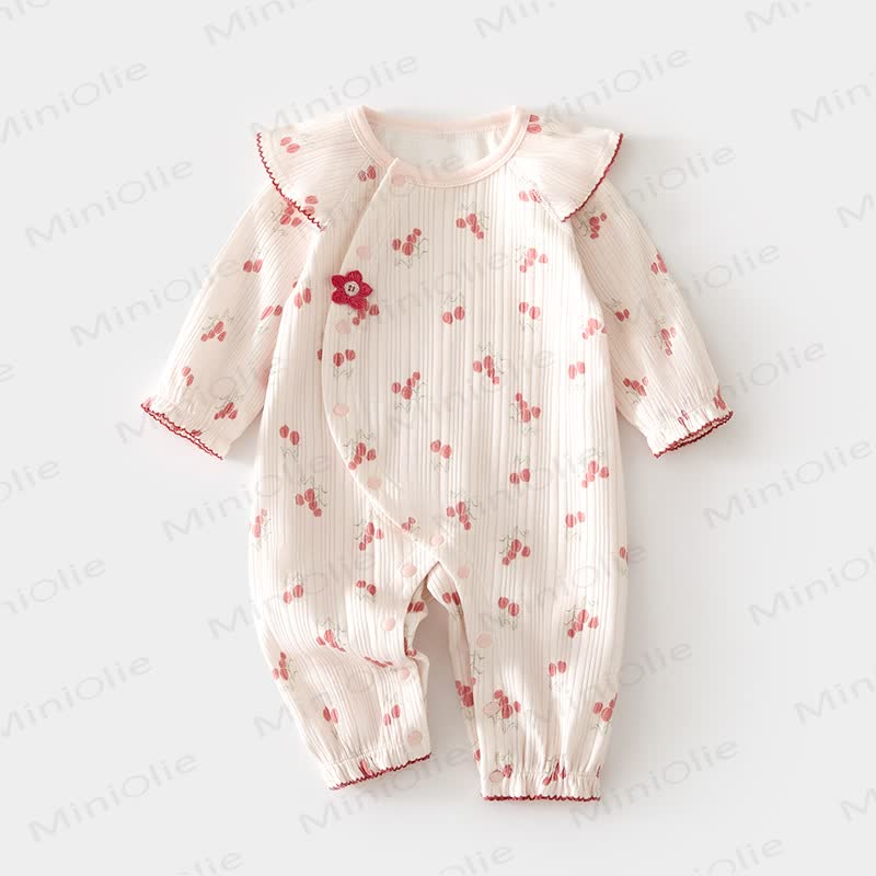 Tutina con maniche a palloncino e stampa floreale per neonata - Rosa - 18-24 mesi - image 4