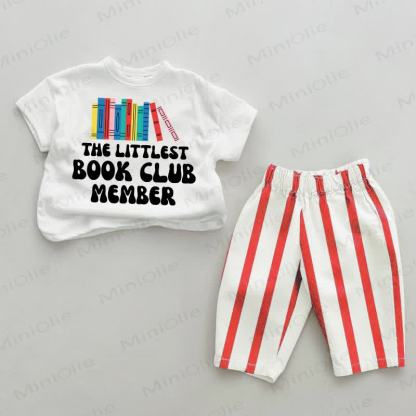THE LITTLEST BOOK CLUB MEMBER Baby Vertical Striped 2-piece Set - White&Red - 2-3T - image 1