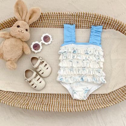 Costume da bagno intero blu floreale per bambina - image 2