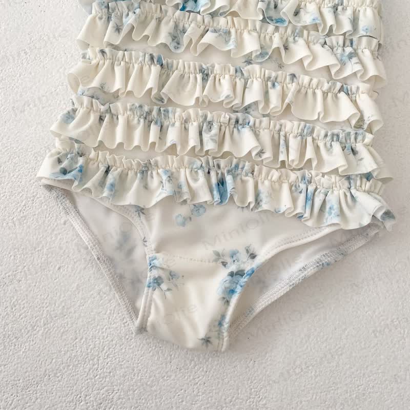 Costume da bagno intero blu floreale per bambina - image 8