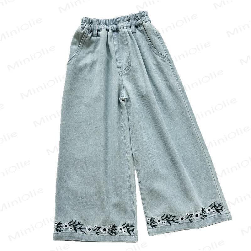 Set di jeans con canotta e pantaloni ricamati per bambini piccoli - image 5